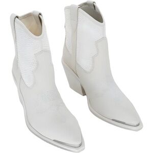 Dolce Vita Nashe Off-White Nubuck Leather Pearl Western Mid-Calf Boots